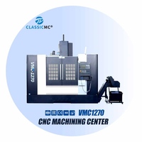 Centre d'usinage vertical grand format VMC1270 avec table de travail large, guides à rouleaux et magazine à 24 outils pour le fraisage de supports lourds