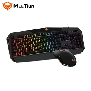 MeeTion C510-لوحة مفاتيح وفأرة ألعاب بإضاءة خلفية بالليزر بألوان قوس قزح الأعلى مبيعًا ، مجموعات ماوس ألعاب