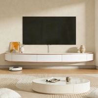 Meuble TV flottant en bois personnalisé BALOM avec LED et rangement pour petits appartements, meuble TV moderne pour salon/salle à manger