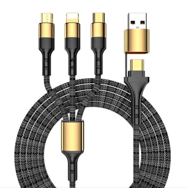 Wholesale 100W 5-in-1 Multi-Function USB-C PD 3.1 3.1 Braided Data Cable Gold-Plated Fast Charging Super Type-A Charger Cable