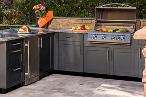 Модульные кухонные шкафы Xiaozhu для улицы с несколькими ящиками, мраморной раковиной, функцией плавного закрывания и всепогодными уплотнителями от дождя - Product Image 4