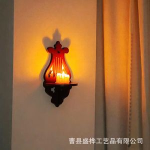 Wooden <b>Wall</b> <b>Mounted</b> <b>Shelf</b> With Scented Candle Holder For Living Room Entryway Decorative Storage Rack - Product Image 5
