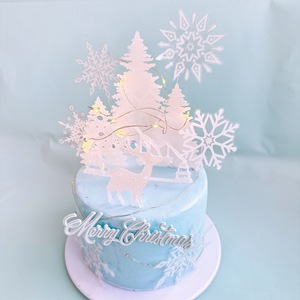 ท็อปเปอร์เค้กอะคริลิค รูปน้ำผึ้งและน้ำตาลหวาน ลายเกล็ดหิมะ กวางเรนเดียร์ ของตกแต่งเค้กคริสต์มาส อุปกรณ์จัดปาร์ตี้ ของตกแต่งเค้ก - Product Image 3
