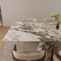Table à manger extensible Kumusi Furniture Altura, design italien Arabescato blanc, style scandinave, pour usage en atelier