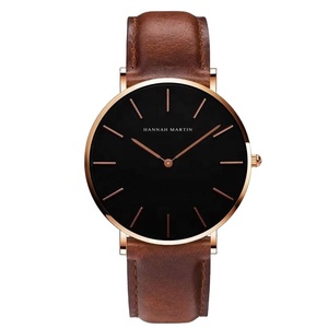 นาฬิกาข้อมือผู้ชาย OEM ODM คุณภาพสูง สีโรสโกลด์ สายหนังสีน้ำตาล ดีไซน์เรียบง่าย สำหรับธุรกิจ กันน้ำ ระบบควอตซ์ - Product Image 1