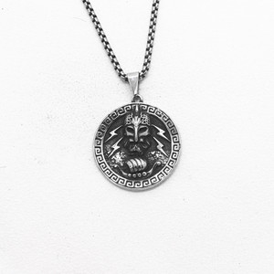 yunnique Stainless Steel Viking Pendant Necklace Unisex Round <b>Gothic</b> Style Fashion Jewelry Chain for Men Women - Product Image 5