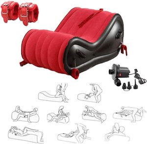 Sofá Inflable Moderno para Exteriores, de Tela Roja Aterciopelada, con Cojín Lumbar, Restricciones para las Manos y los Pies, Estructura de Espuma, para Parejas - Product Image 4