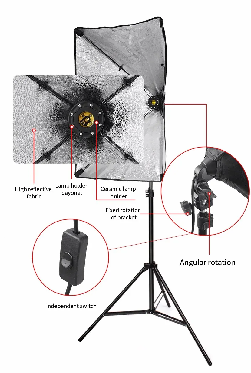 2x3M背景ソフトボックスセット50 * 70cmリモコンLED電球2.1m三脚スタンドキャリーバッグソフトライトボックスキット写真ビデオ用