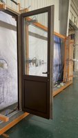 Porte d'entrée extérieure de luxe Penjoy en bois avec verre Low-E, couleurs personnalisées, construction bois-aluminium, design moderne pour