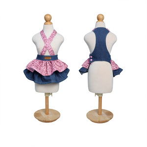 Robe pour chien en jean à imprimé léopard mignon, rose et bleu, tenue d'été pour animaux de compagnie, style princesse - Product Image 3