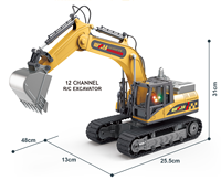 12 canales de iluminación para niños y simulación de música RC excavadora con control remoto excavadora juguete RC excavadora
