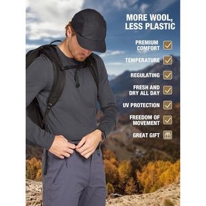 Sioro Sous-vêtements thermiques à manches longues en laine mérinos 100% pour hommes, pour la randonnée, la chasse, résistance aux odeurs - Product Image 3