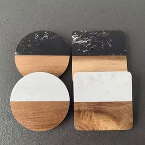 Posavasos de Piedra Personalizados para Regalos de Boda 2025, Posavasos de Mármol y Madera de Acacia para Bebidas, Portavasos de Mármol - Product Image 2