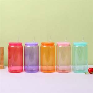 Hot Selling Colored <b>Mason</b> <b>Jar</b> Plastic Can Single Wall Insulated Blank Cans 16Oz Can With <b>Lid</b> and Straw - Product Image 5