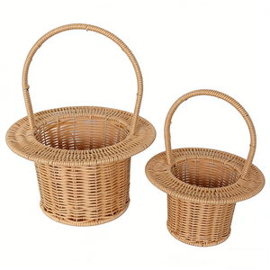 Cesta de Flores de Ratán Portátil con Asa, Ligera, Color Beige, <span class=keywords><strong>para</strong></span> Floristería y Regalos, Día de la Madre - Product Image 3