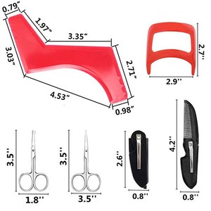 Râu công cụ định hình <span class=keywords><strong>kit</strong></span>, râu Công cụ Cắt tạo kiểu tóc chân tóc chải chuốt Râu mẫu thiết lập màu Đỏ nhựa - Product Image 5