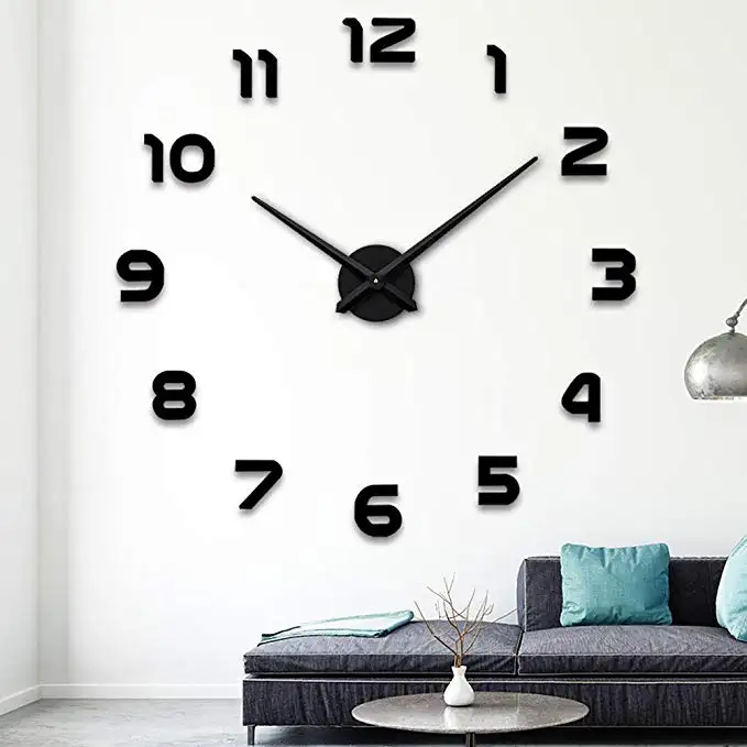 OEM Preciser DIY Numbers Huge Modern 47 inch Decorative Giant 3D Wall Clock with Logo Printed for Home