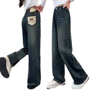 <span class=keywords><strong>Pantaloni</strong></span> in Denim da ragazza Jeans Casual traspirante foderato in pile e imbottito inverno nuovi <span class=keywords><strong>pantaloni</strong></span> larghi larghi da bambino caldi a gamba dritta - Product Image 1