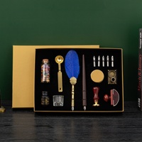 Yihuale — ensemble de stylos à couette pour calligraphie, motifs de plumes, ancien, Vintage, pour tremper