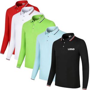Camisetas de Manga Larga para Hombre con Logotipo Bordado Personalizado, Camisetas Polo de Algodón con Estampado de Golf y Tejido de Punto - Product Image 1