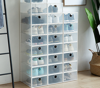 Boîte à chaussures en plastique empilable visible transparente pour la maison