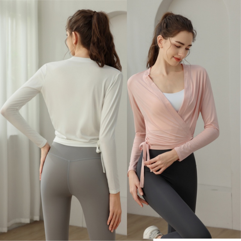 Aoyema Women Comfortable Workout Clothing Running Sports Breathable Yoga Fitness Short TShirt Quick-drying Tops Long Sleeves