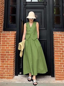 Comodo7 vente en gros nouvelle conception femmes lâche coton lin longue couleur pure taille Standard Simple OEM personnalisé décontracté longues robes - Product Image 4