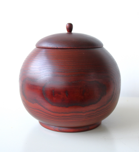 Houten urn voor as, ronde vorm, handgemaakt houten gedenkurn voor crematie en begrafenis - Product Image 1