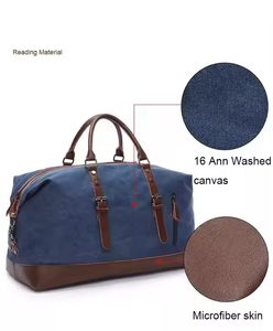 <span class=keywords><strong>Bolsa</strong></span> de equipaje de <span class=keywords><strong>viaje</strong></span> al por mayor de fábrica para hombres 16 OZ Lona Cuero Mango Weekender <span class=keywords><strong>Bolsa</strong></span> de lona Estilo vintage - Product Image 3