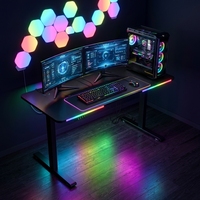 Bureau de jeu électrique extensible en bois et métal AOR Esports avec LED pour les joueurs et les bureaux