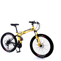 Vélo pliable tout suspendu de montagne OEM, vente en gros, personnalisé, 24, 26, 27 pouces, acier à haute teneur en carbone, vélo pliable VTT