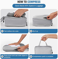 Ensemble de 6 cubes de compression multifonctionnels durables personnalisés avec fermeture éclair, extensibles, en maille légère, accessoires de voyage