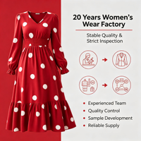 Robe longue fluide à col en V et imprimé pois pour femme, taille élastique smockée, volants, style midi/maxi, décontractée, automne, vêtements pour femme ODMOEM