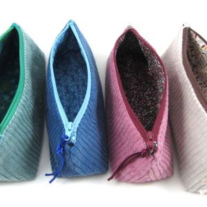 Long Corduroy Eco-Friendly Casual Pencil <b>Case</b> Custom Triangle Zipper Makeup Storage Organizer Pencil Stationery Bag Student Pen - Product Image 3