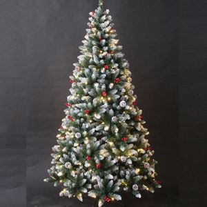 Vente en gros directe d'usine, arbres de Noël floqués de luxe de 7 pieds, forme élégante, en PE, effet neige, décoration intérieure - Product Image 4
