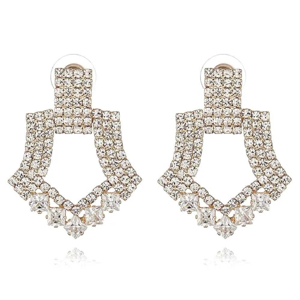 Kadınlar için yeni varış moda Diamante küpe pençe ayarı için Shinning etkisi ile parti/düğün/yıldönümü/nişan