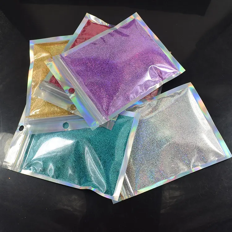 Jumlah besar poliester jumlah besar 2 ons bubuk Glitter hologram 2 oz Glitter kosmetik untuk Tumbler kerajinan seni kuku