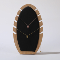 Stands pajangan kalung bentuk api dari kayu dan beludru grosir, multi slot, untuk etalase toko perhiasan