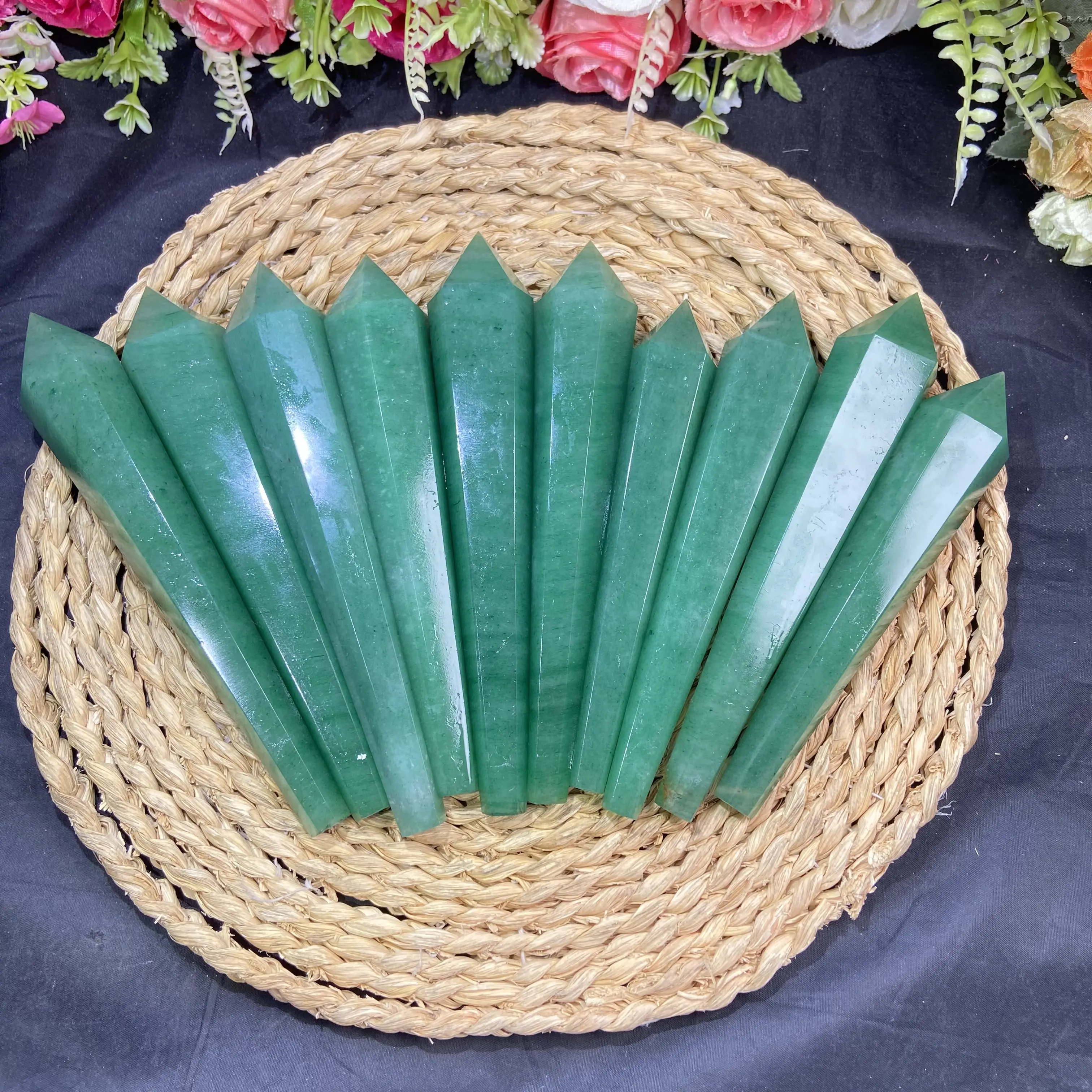 High Quality Natural Gemstone Polished Stone Green Aventurine Wand For Healing Decor