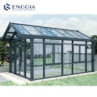 ENGGIA Véranda Moderne à Toit Triangulaire en Verre Faible Émissif, Idéale pour Jardin, Cour Arrière, Parc, Villa, en Aluminium Écologique, Utilisation 4 Saisons