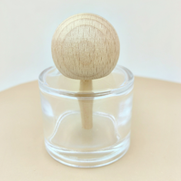 Bouteille en verre vide ronde de 50 ml pour diffuseur à bâtonnets, avec bouchon en bois en forme de diffuseur, pour désodorisant de voiture et aromathérapie, vente en gros