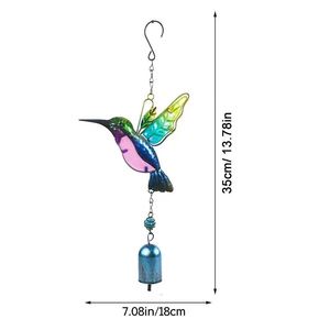 Wind Chime Hummingbirds Dragonflies Metal Glass Painted <b>Crafts</b> Hanging Pendants Home Garden Outdoor Courtyard Decor - Product Image 6