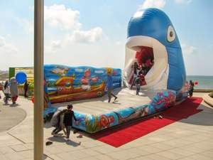 <span class=keywords><strong>Jeu</strong></span> de baleine gonflable avec bouche ouverte et fermée et souffleur pour terrains de jeux, plages, campings et piscines - Product Image 3