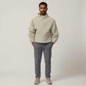 <b>Men</b> Outdoor Canvas Vintage Hooded Windbreaker Zipper <b>Long</b> Sleeves Pockets Hiking Camping <b>Coat</b> Leisure Outfit Sport Polyester - Product Image 1