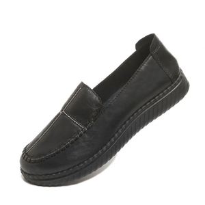 Mocassins pour femmes en cuir véritable bordeaux, design cousu main, souples, à bout fermé, semelle en caoutchouc flexible, confortables, décontractés, style chaussette - Product Image 6