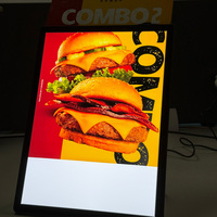 Cadre d'affichage LED ultra-plat A4 en aluminium avec verre trempé, boîte lumineuse publicitaire rétroéclairée DC12V, fourni par l'usine