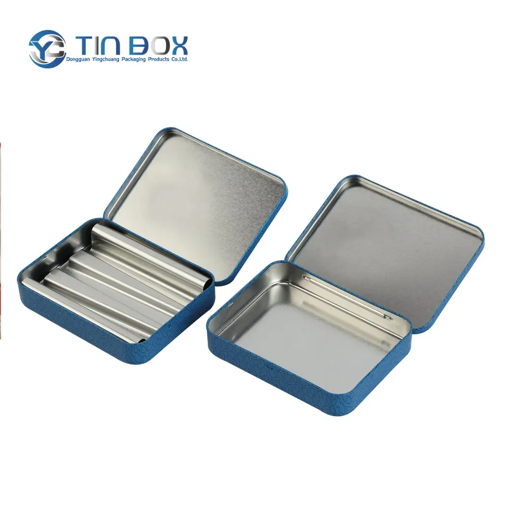 Customize Smoke Tin Cases Child Proof Metal Hinge Cr Metal Tin Can Box Cigarette Pre Tobacco Roll Packaging Tin Case