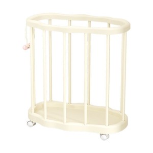Portable Clothing Organizer Cream Color Round Shape With Wheels For Laundry Storage Bathroom Use - Product Image 1