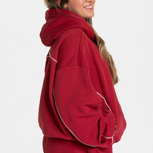 <span class=keywords><strong>Felpa</strong></span> con Logo Personalizzato, Cuciture a Contrasto Bianche, 100% Cotone, Design Oversize Boxy Fit, <span class=keywords><strong>Felpa</strong></span> con Cappuccio Casual a Maniche Lunghe Crop per Donna - Product Image 4