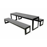 Ensemble de mobilier d'extérieur table de pique-nique en bois commerciale avec bancs attachés restaurant école extérieur parc table à manger et chaise